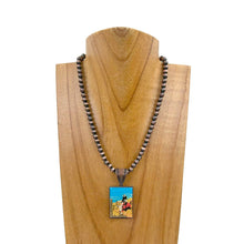 Load image into Gallery viewer, NKZ231209-29         15 inches silver Navajo pearl beads with triangle cowboy pendent Necklace: SILVER

