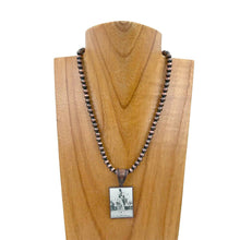 Load image into Gallery viewer, NKZ231209-13                      15 inches silver Navajo pearl beads with triangle cowboy pendent Necklace: SILVER
