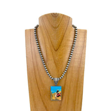 Load image into Gallery viewer, NKZ231209-29         15 inches silver Navajo pearl beads with triangle cowboy pendent Necklace: SILVER
