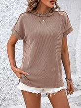 Load image into Gallery viewer, Light Brown Short Sleeve Knit Tee
