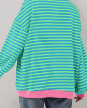 Load image into Gallery viewer, Stripe Oversized Contrast Trim Pullover Sweatshirt
