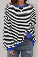 Load image into Gallery viewer, Stripe Oversized Contrast Trim Pullover Sweatshirt
