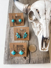 Load image into Gallery viewer, Western Turquoise Stud Earrings: Round
