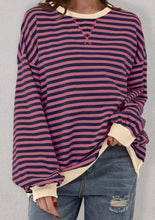 Load image into Gallery viewer, Stripe Oversized Contrast Trim Pullover Sweatshirt

