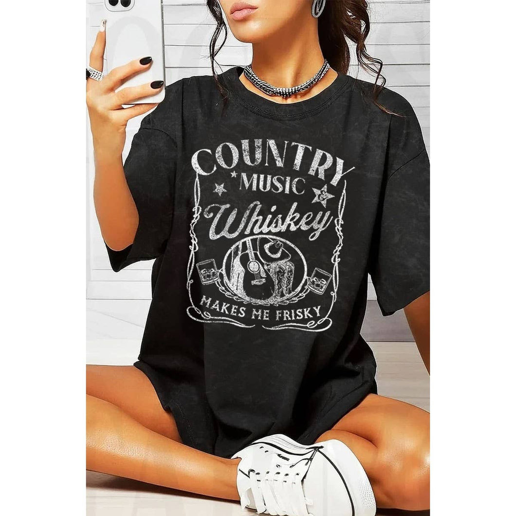 COUNTRY MUSIC WHISKEY MINERAL GRAPHIC TEE: Mineral Black / S-M-L-XL(1-2-2-1)