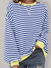 Load image into Gallery viewer, Stripe Oversized Contrast Trim Pullover Sweatshirt
