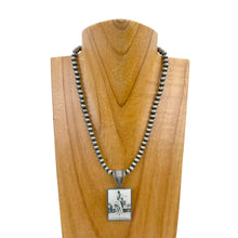 Load image into Gallery viewer, NKZ231209-13                      15 inches silver Navajo pearl beads with triangle cowboy pendent Necklace: SILVER
