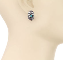 Load image into Gallery viewer, Western Hand Stone Aztec Post Earrings - turquoise pink: STYLE 1 - OVAL PINK
