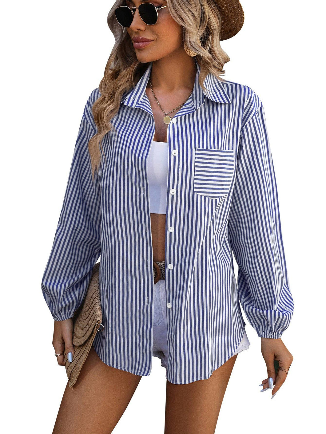 Women's Striped Button-Down Shirts