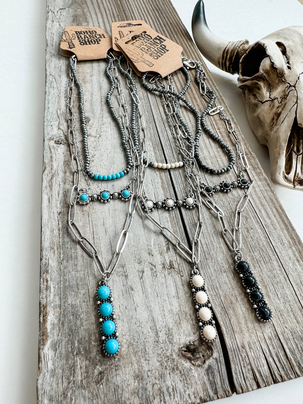 Long Layered Necklace - Turquoise Choker