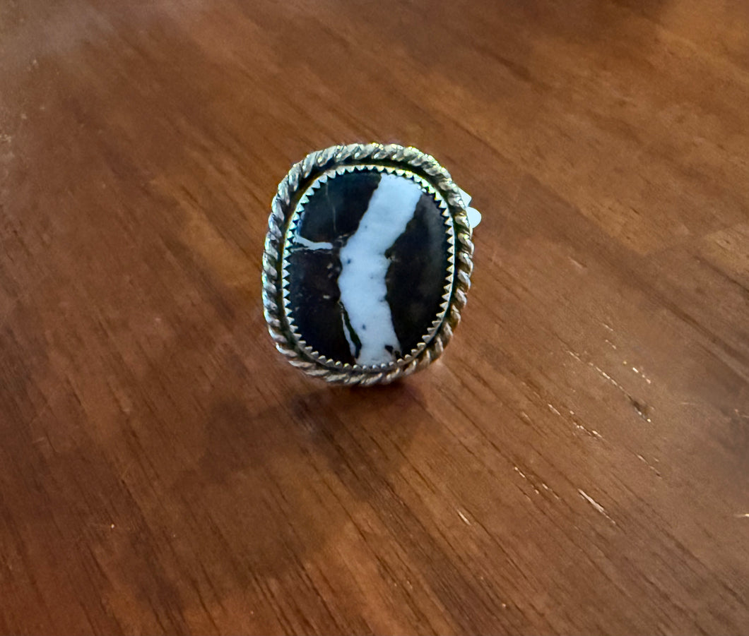 White Buffalo and Sterling Silver Ring - Size 7