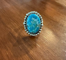 Load image into Gallery viewer, Turquoise and Sterling Silver Ring - Size 8.5
