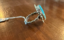 Load image into Gallery viewer, Turquoise and Sterling Silver Ring - Size 8.5
