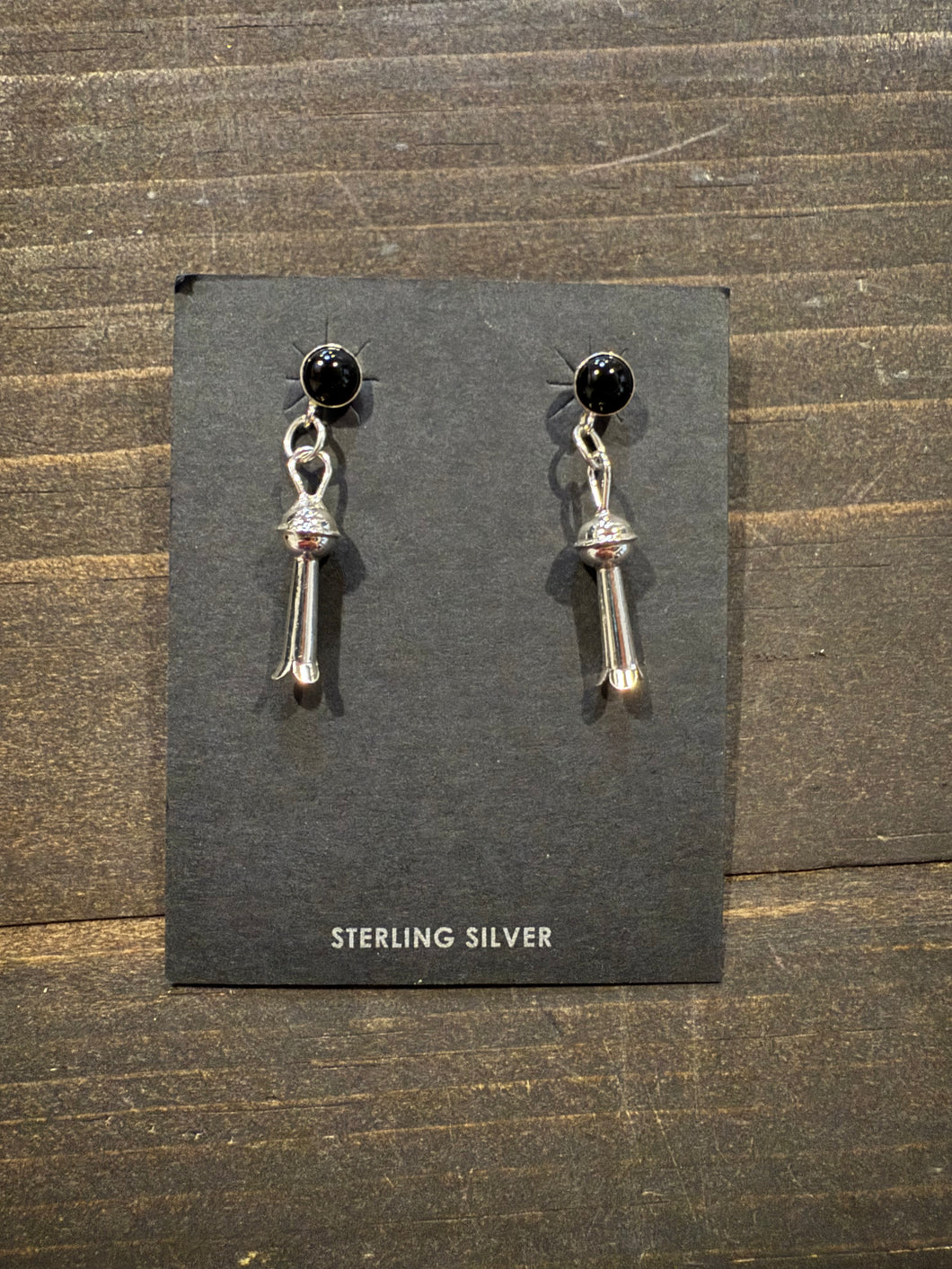 Onyx and Sterling Silver Squash Earrings
