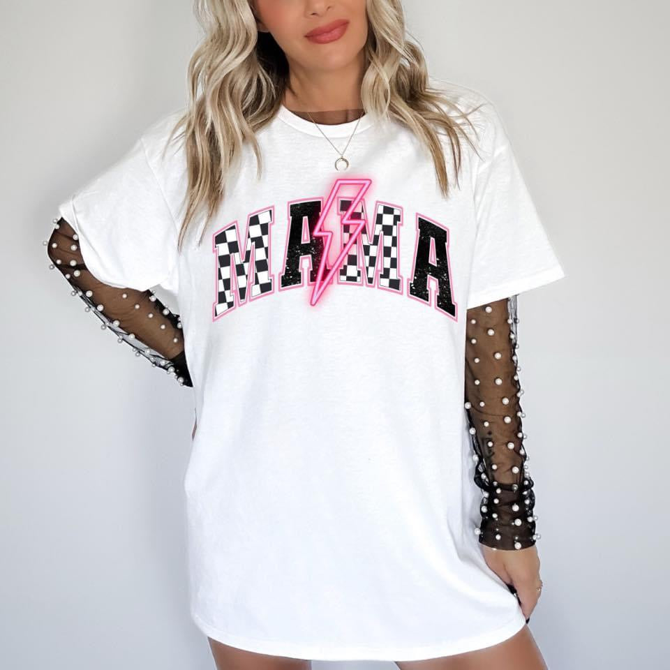 Checkered Mama Tee