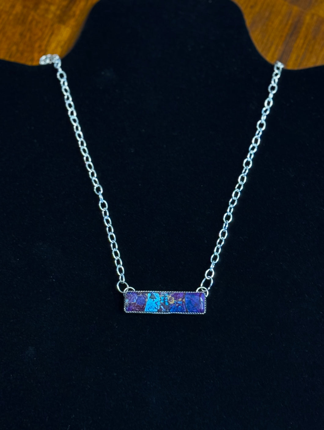 Purple Mojave and Kingman Turquoise Composite Bar Necklace