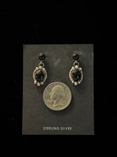 Load image into Gallery viewer, Onyx and Sterling Silver Dangle Earrings
