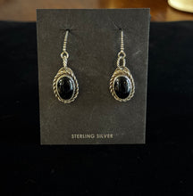 Load image into Gallery viewer, Onyx and Sterling Silver Earrings
