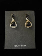 Load image into Gallery viewer, Onyx and Sterling Silver Triangle Earrings
