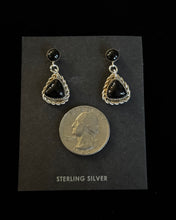 Load image into Gallery viewer, Onyx and Sterling Silver Triangle Earrings
