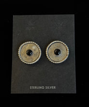 Load image into Gallery viewer, Stamped Onyx and Sterling Silver Earrings
