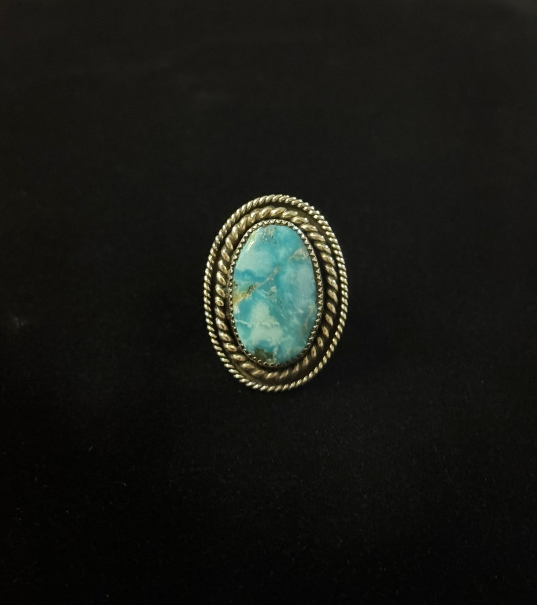 Turquoise and Sterling Silver Ring - Size 8