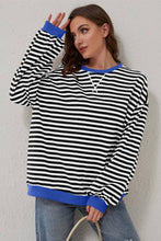 Load image into Gallery viewer, Stripe Oversized Contrast Trim Pullover Sweatshirt
