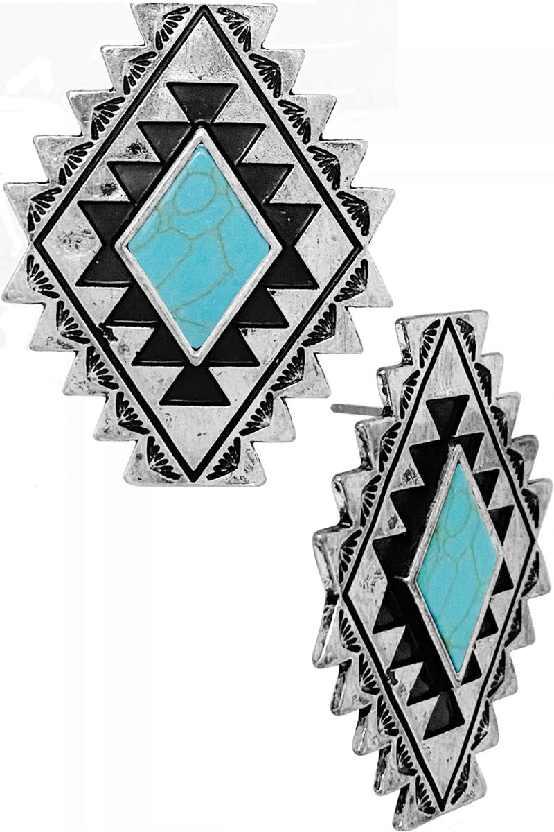 Aztec Concho Stud Earrings