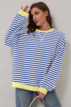 Load image into Gallery viewer, Stripe Oversized Contrast Trim Pullover Sweatshirt
