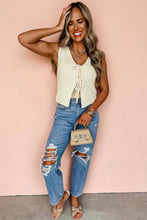 Load image into Gallery viewer, Beige Tie Front V Neck Sweater Vest
