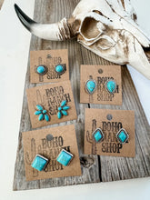 Load image into Gallery viewer, Western Turquoise Stud Earrings: Round
