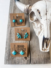 Load image into Gallery viewer, Western Turquoise Stud Earrings: Round
