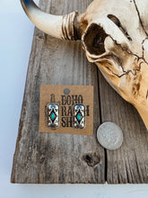 Load image into Gallery viewer, Western Hand Stone Aztec Post Earrings - turquoise pink: STYLE 1 - OVAL TURQUOISE
