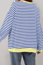 Load image into Gallery viewer, Stripe Oversized Contrast Trim Pullover Sweatshirt
