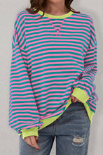 Load image into Gallery viewer, Stripe Oversized Contrast Trim Pullover Sweatshirt
