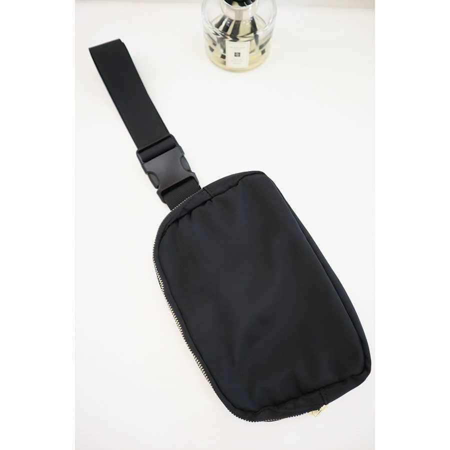 Solid Color Crossbody Fanny Pack Belt Bag: BLACK / ONE