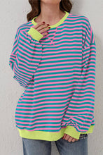 Load image into Gallery viewer, Stripe Oversized Contrast Trim Pullover Sweatshirt
