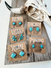 Load image into Gallery viewer, Western Turquoise Stud Earrings: Round
