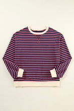 Load image into Gallery viewer, Stripe Oversized Contrast Trim Pullover Sweatshirt
