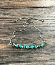 Load image into Gallery viewer, Adjustable Turquoise Gemstone and Navajo Bead Bracelet
