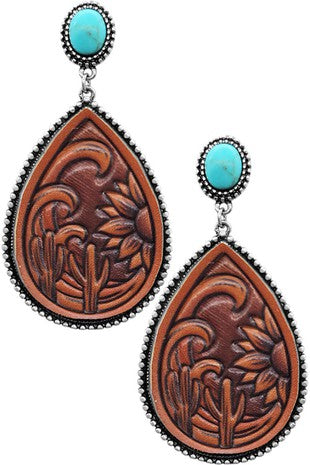 Leather Teardrop Earrings