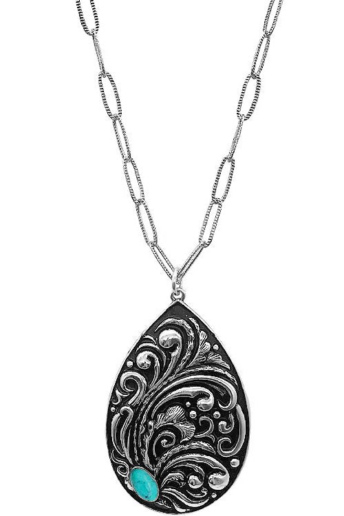 Paisley Pattern Teardrop Shaped Necklace