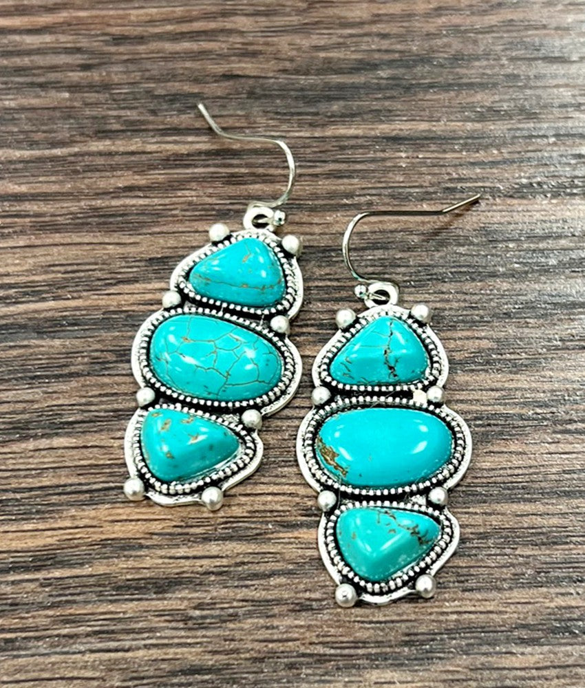 Three Stone Dangle Earrings