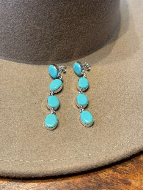 Turquoise 4 Stone Dangle Earrings