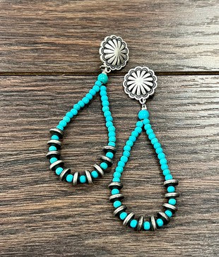 Turquoise Bead Teardrop Earrings