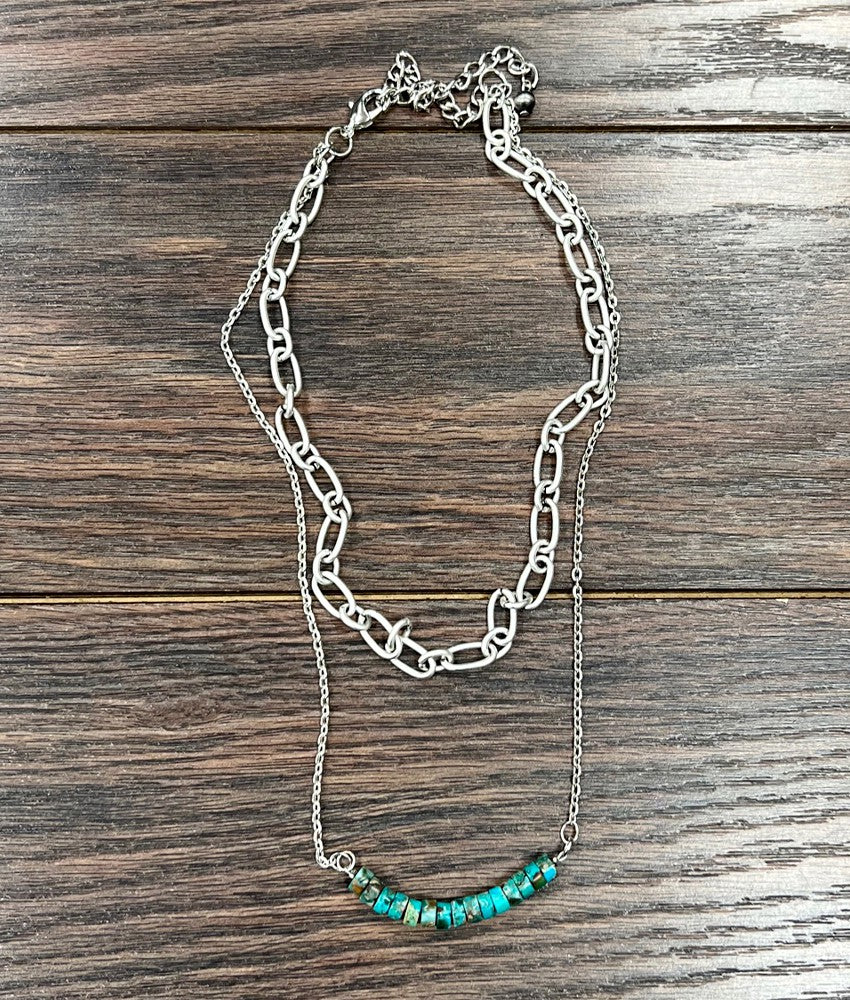 Double Strand Turquoise Gemstone Necklace