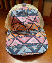 Load image into Gallery viewer, Distressed Aztec CC Ponytail Cap
