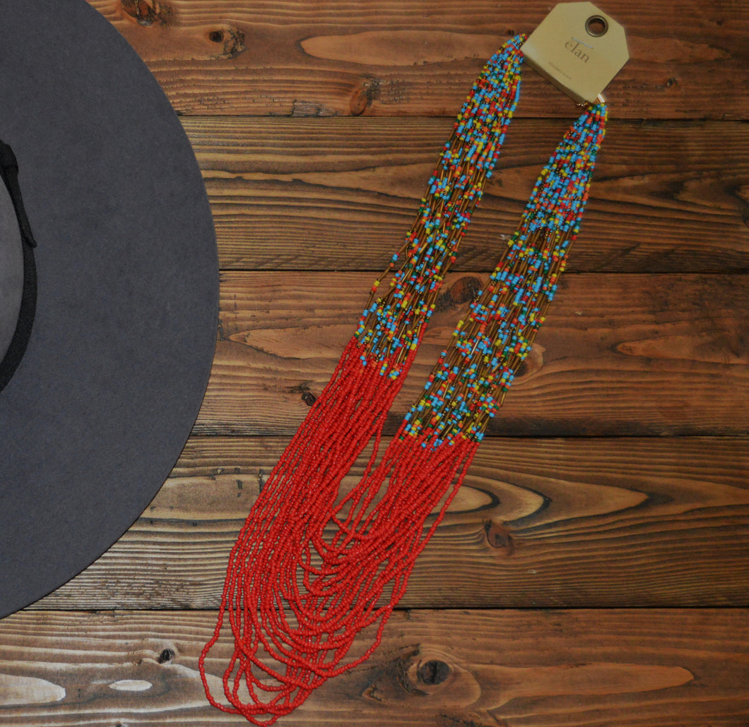 Red and Multi Color Beaded Necklace